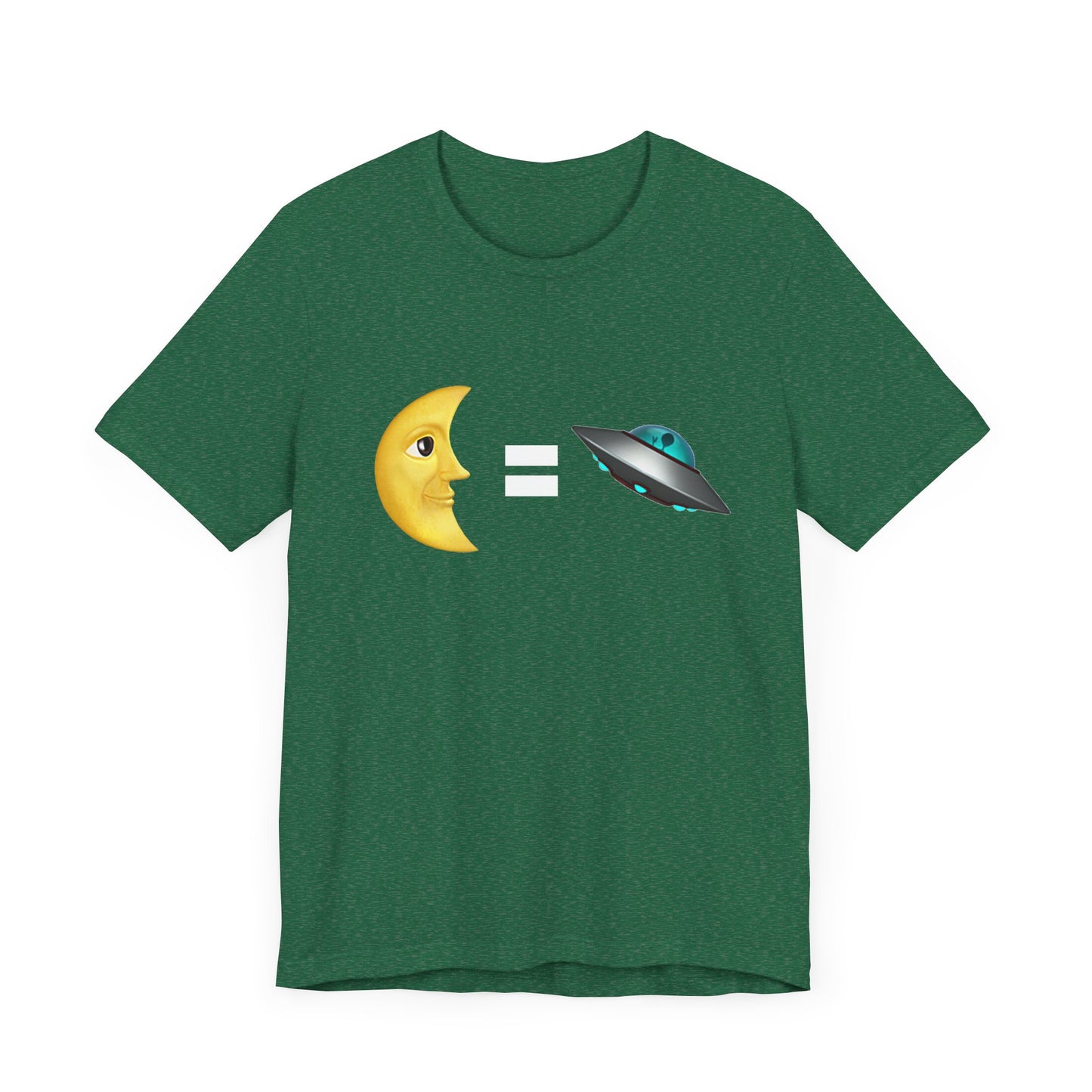 Moon = Alien Spaceship  Unisex Jersey Tee - Fun Alien & Sun Graphic