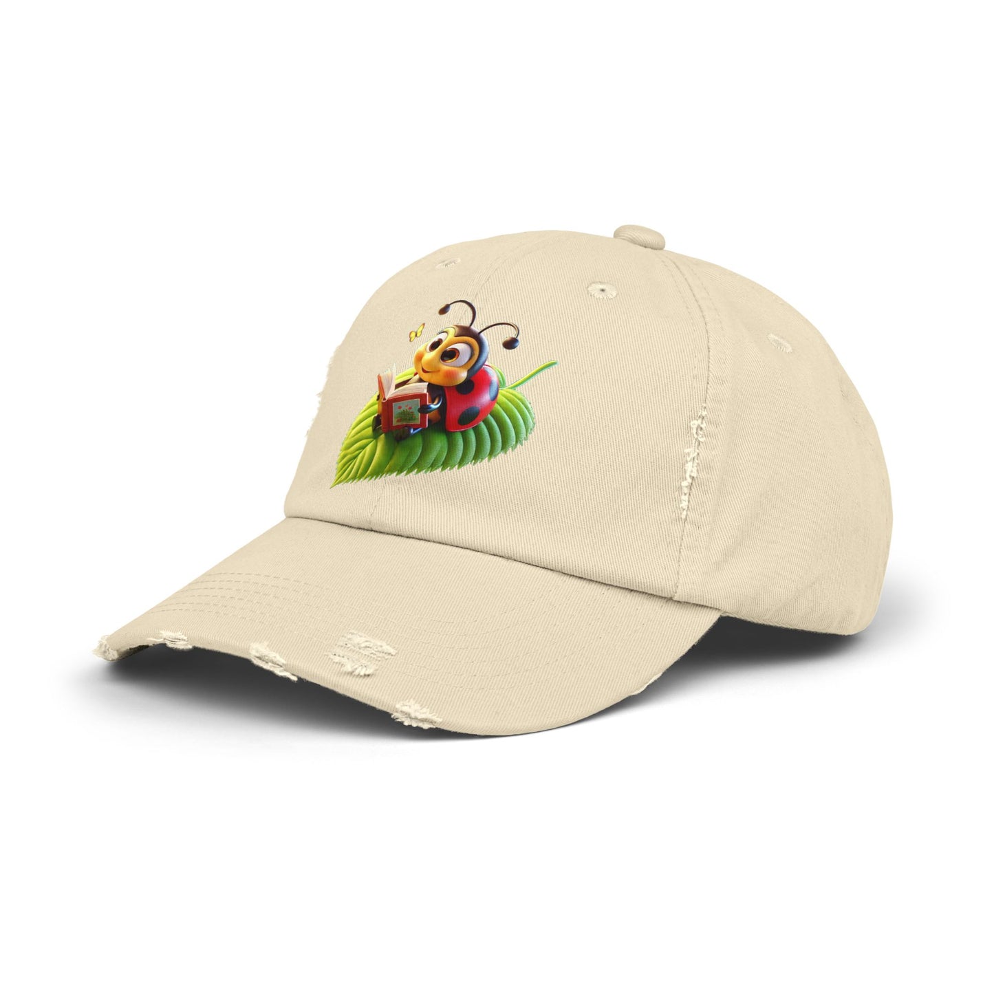 The Ladybug Reading Her Book   Distressed Cap - Unisex