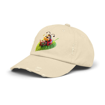 The Ladybug Reading Her Book   Distressed Cap - Unisex