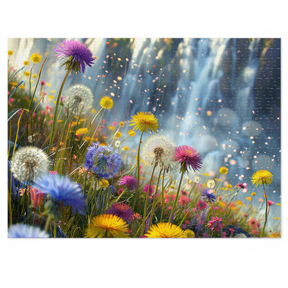 Wildflowers at the Waterfall  Jigsaw Puzzle (30, 110, 252, 500,1000-Piece)