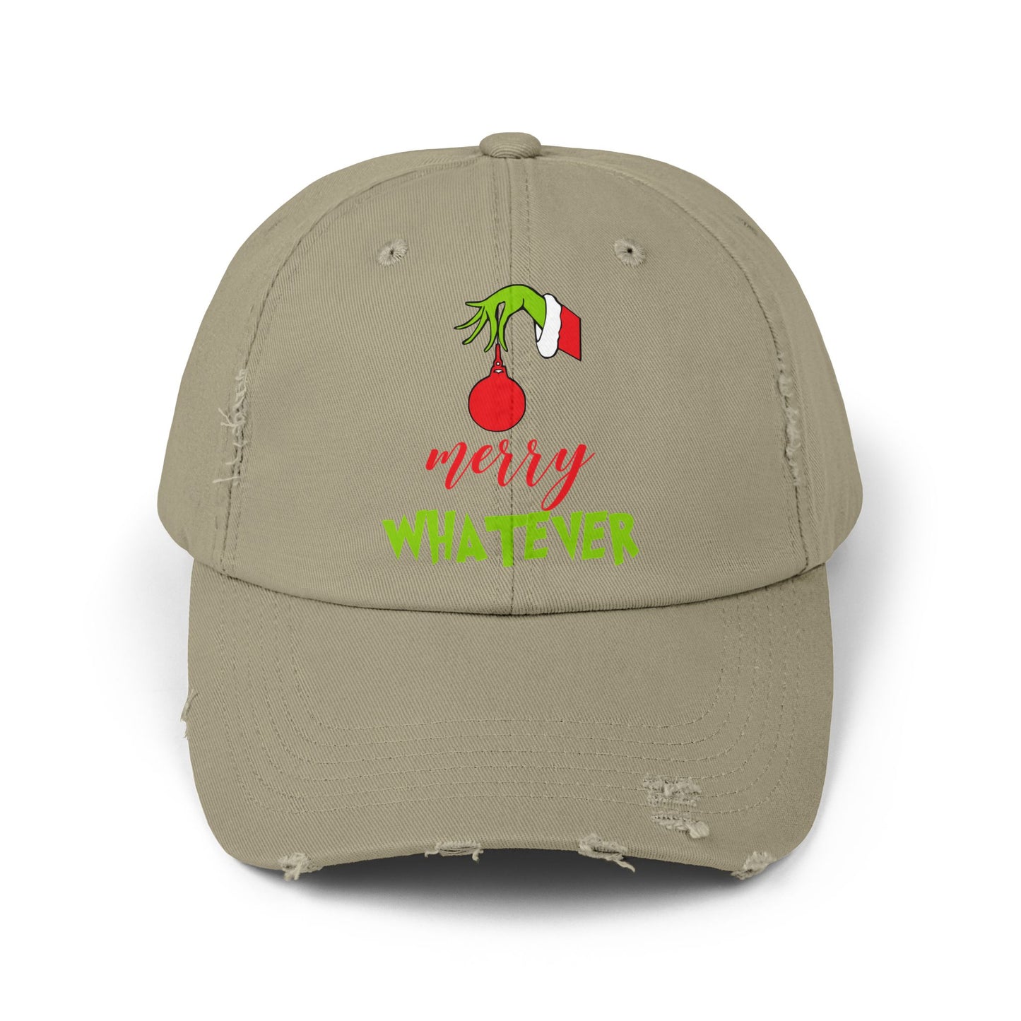 Merry Whatever Distressed Cap - Unisex Holiday Hat