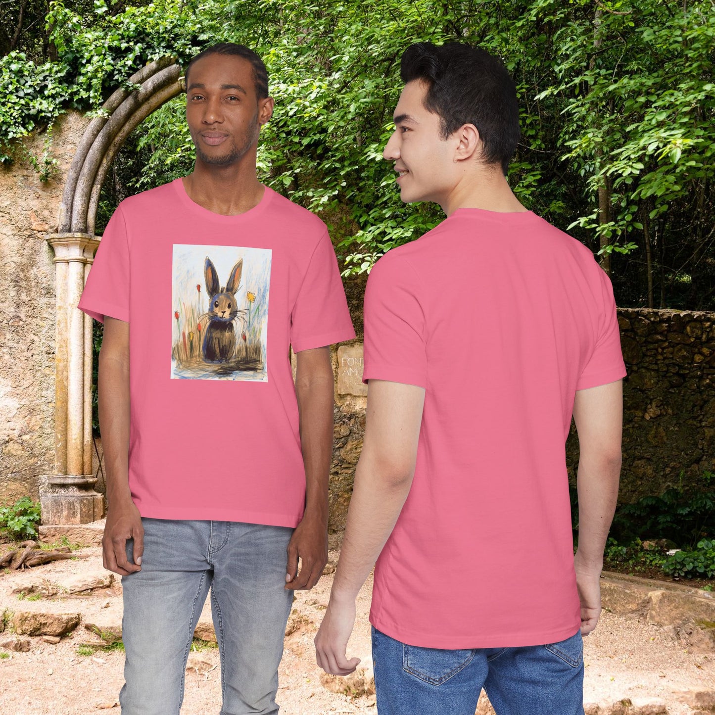 Child's Drawing of a Bunny Rabbit   Unisex Jersey Short Sleeve Tee