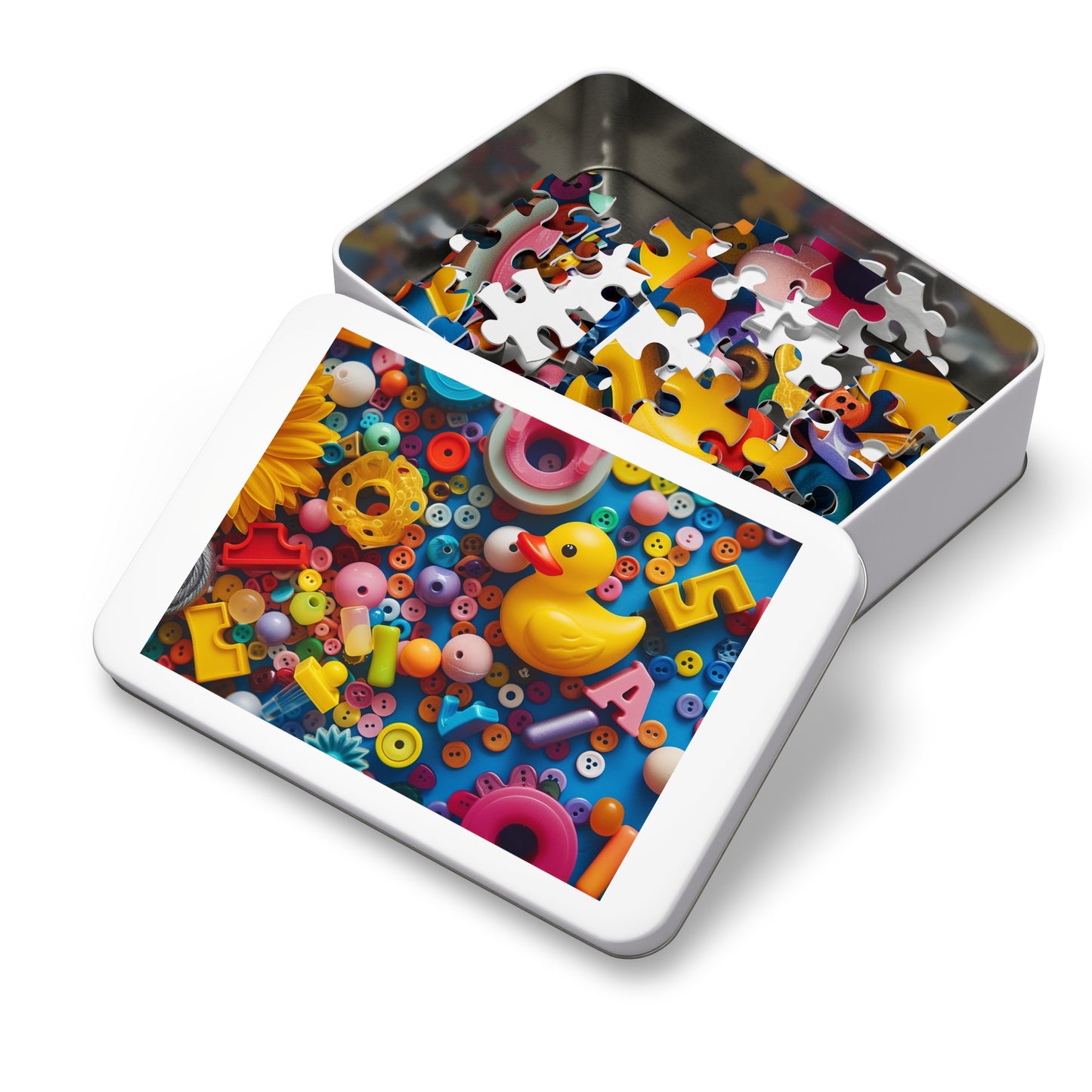 Buttons and Rubber Duckie Jigsaw Puzzle (30, 110, 252, 500,1000-Piece)