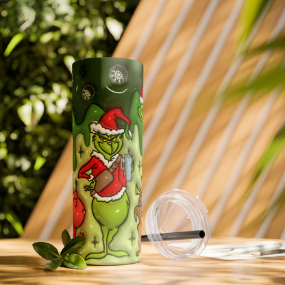 Mr Grinch  Skinny Tumbler with Straw, 20oz