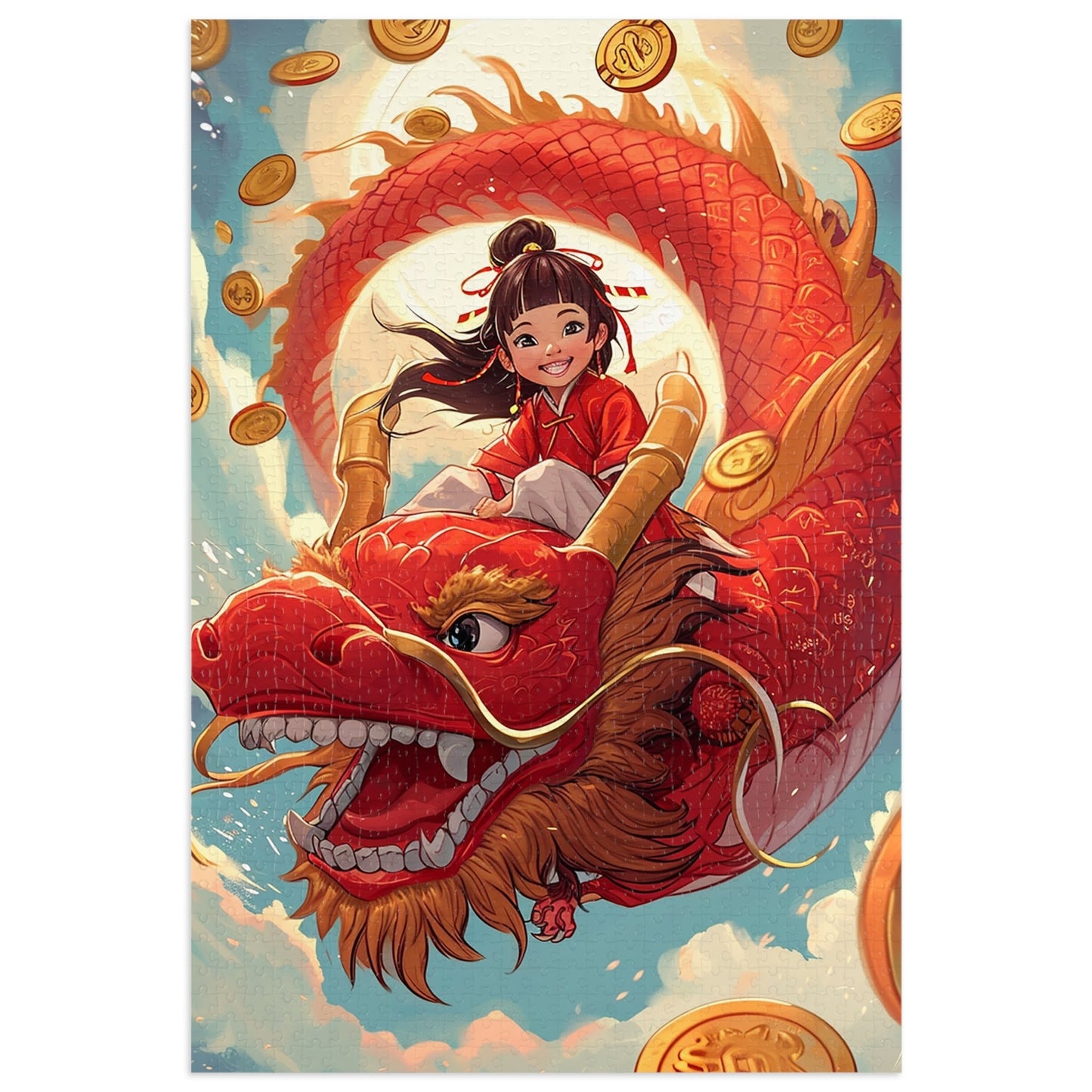 Riding the Red Chinese Dragon  Jigsaw Puzzle (30, 110, 252, 500,1000-Piece)