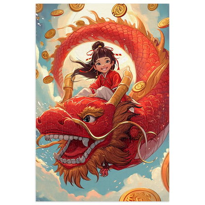 Riding the Red Chinese Dragon  Jigsaw Puzzle (30, 110, 252, 500,1000-Piece)