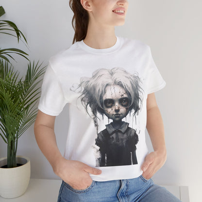 Creepy Doll Halloween Unisex Jersey Short Sleeve Tee