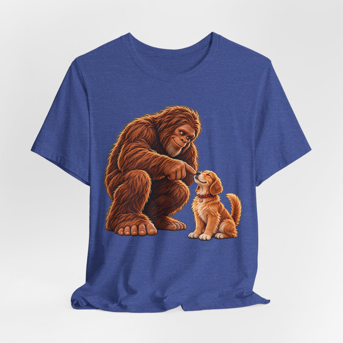 Bigfoot Boops a Dog  Unisex Jersey Short Sleeve Tee
