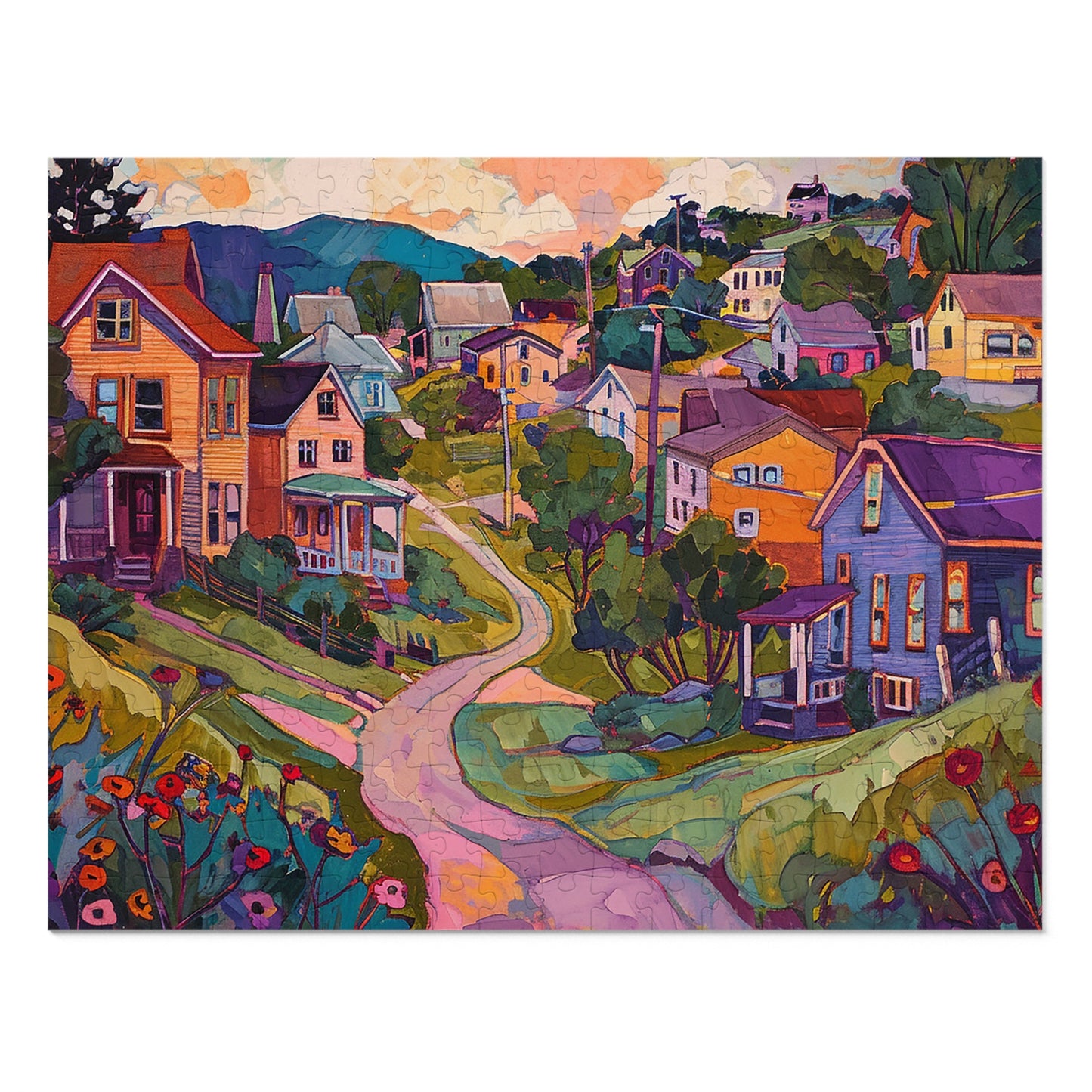 Whimsical Village  Jigsaw Puzzle (30, 110, 252, 500,1000-Piece)