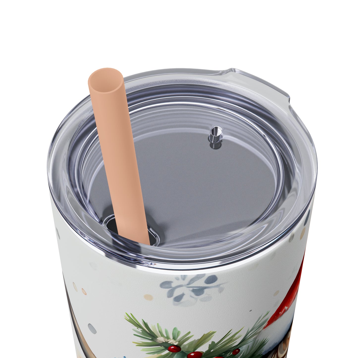 Christmas Cow  Skinny Tumbler with Straw, 20oz