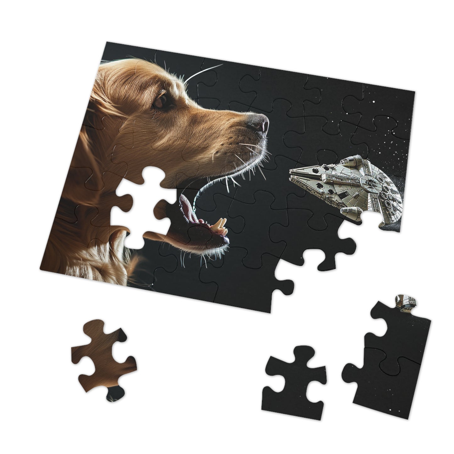 Golden Retriever vs Millennium Falcon  Jigsaw Puzzle (30, 110, 252, 500,1000-Piece)