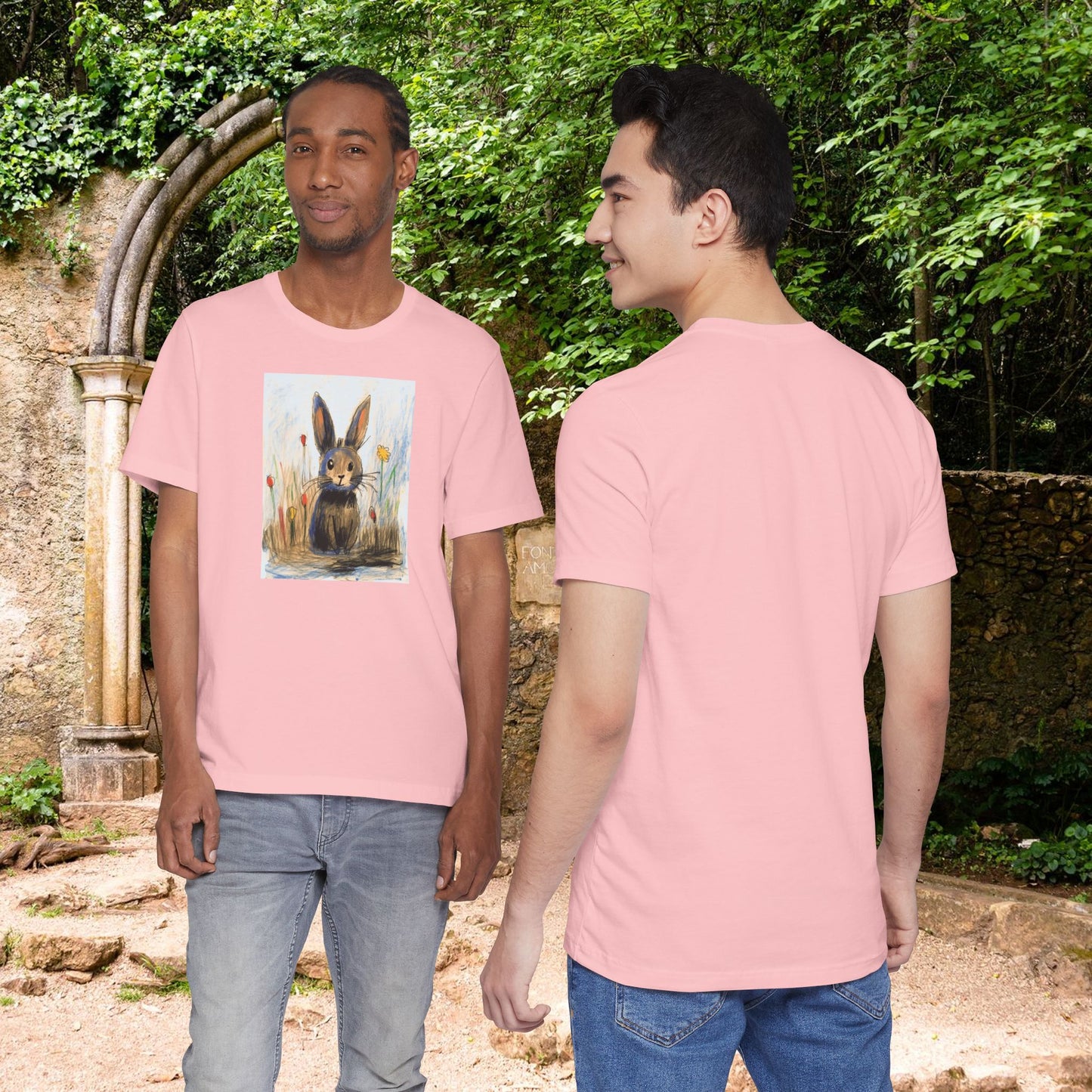 Child's Drawing of a Bunny Rabbit   Unisex Jersey Short Sleeve Tee