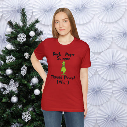 Rock Paper Scissors Throat Punch!  Grinch Jersey Short Sleeve Tee