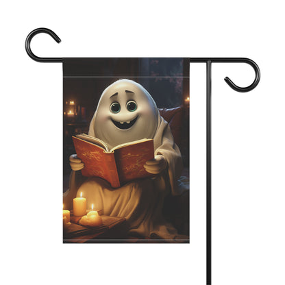 Cute Ghost Reading a Book Garden & House Banner