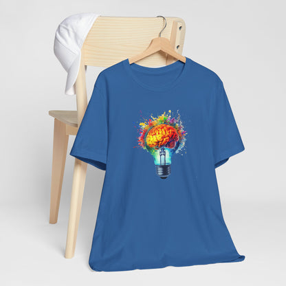 Light Bulb Moment- Unisex Jersey Short Sleeve Shirt with Colorful Idea Design