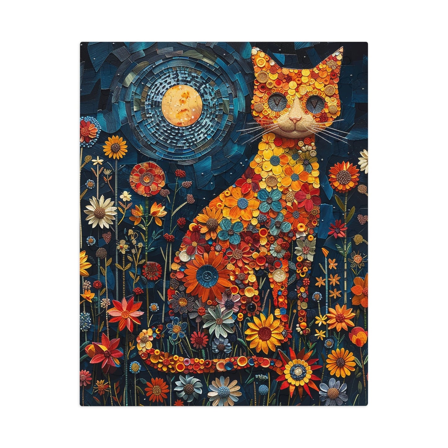 Flower Cat at Night Jigsaw Puzzle (30, 110, 252, 500,1000-Piece)