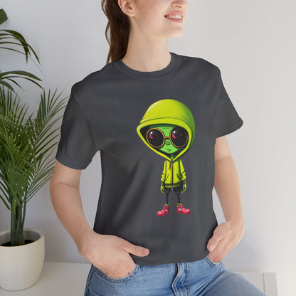 Hip Hop Alien with Grandma's Crew Personalized on Back   Unisex Jersey Short Sleeve Tee
