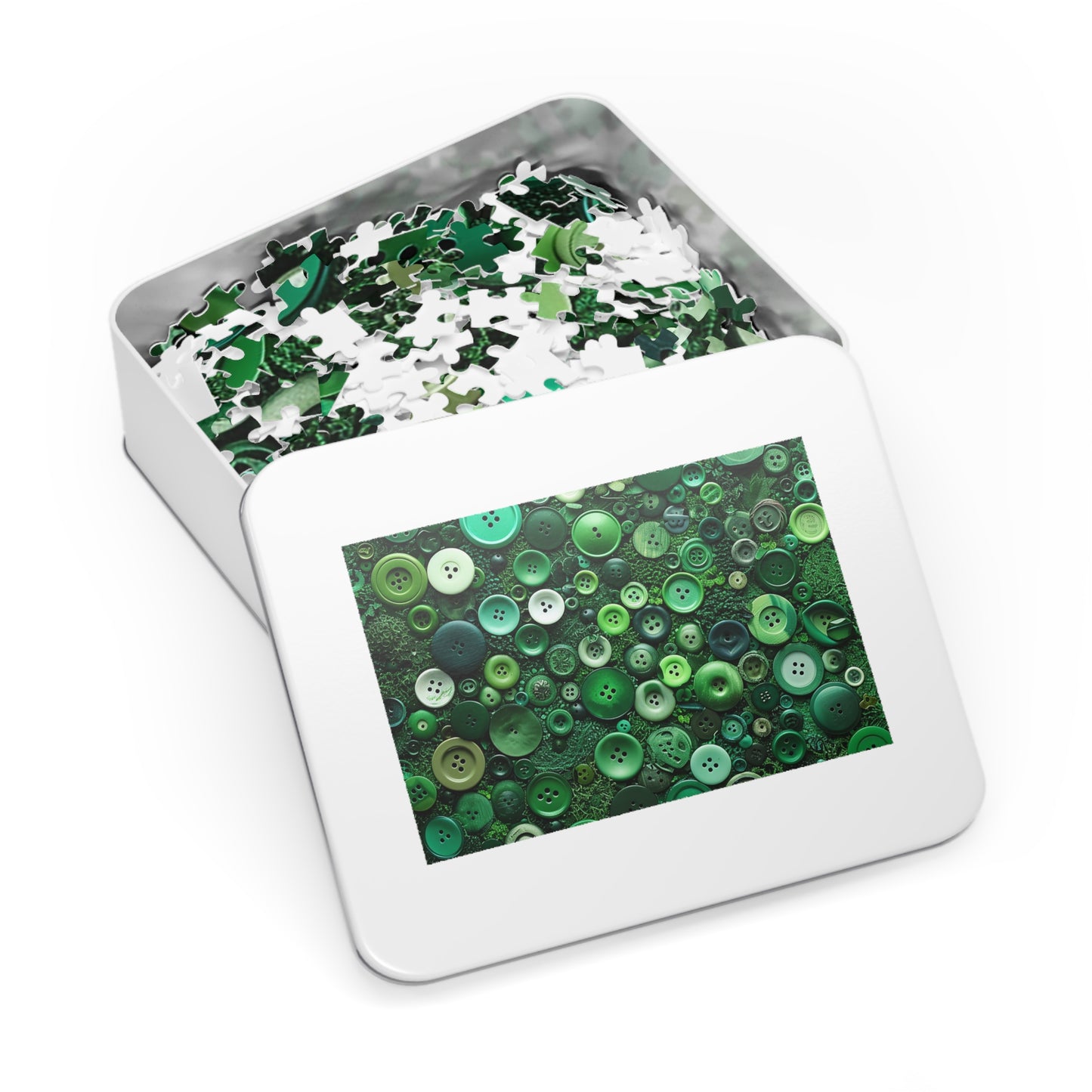 Green Buttons Laying in the Grass Jigsaw Puzzle (30, 110, 252, 500,1000-Piece)