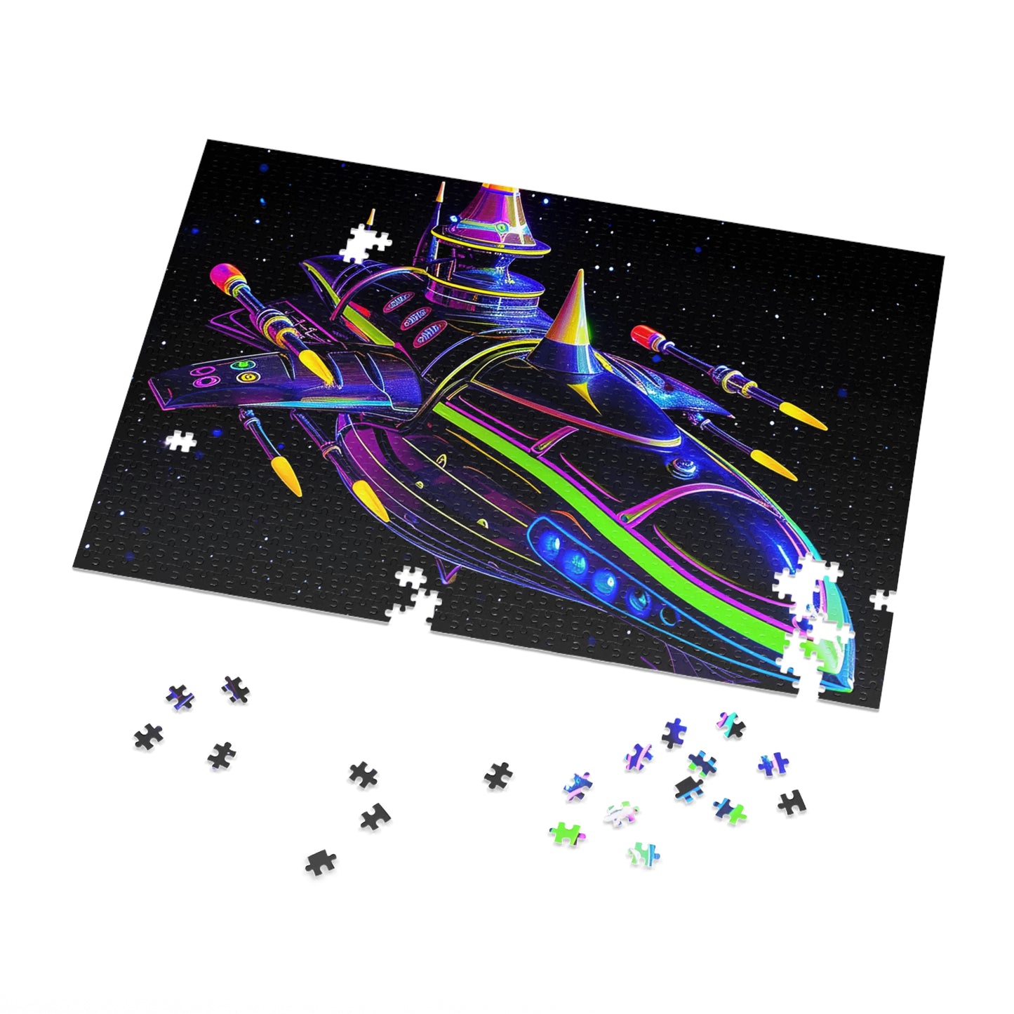 Neon Spaceship Jigsaw Puzzle (30, 110, 252, 500,1000-Piece)