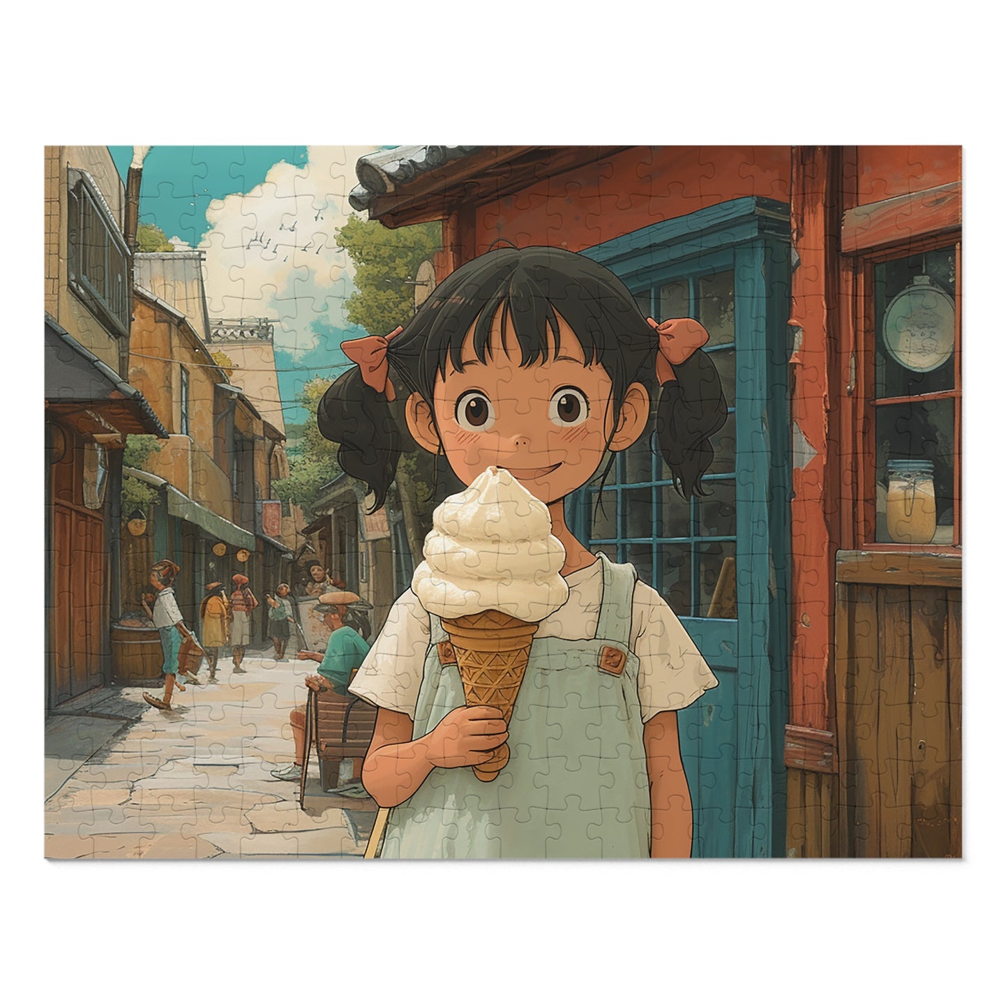 Young Anime Girl with an Ice Cream Cone  Jigsaw Puzzle (30, 110, 252, 500,1000-Piece)