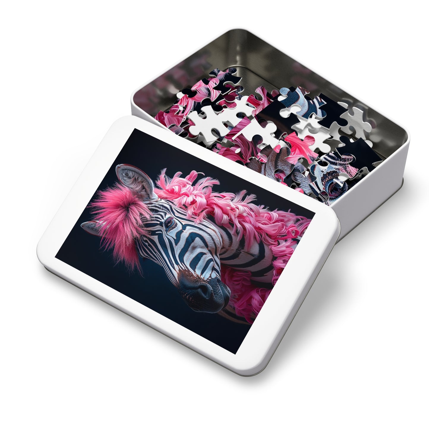 Zebra with Pink Boa Jigsaw Puzzle (30, 110, 252, 500,1000-Piece)