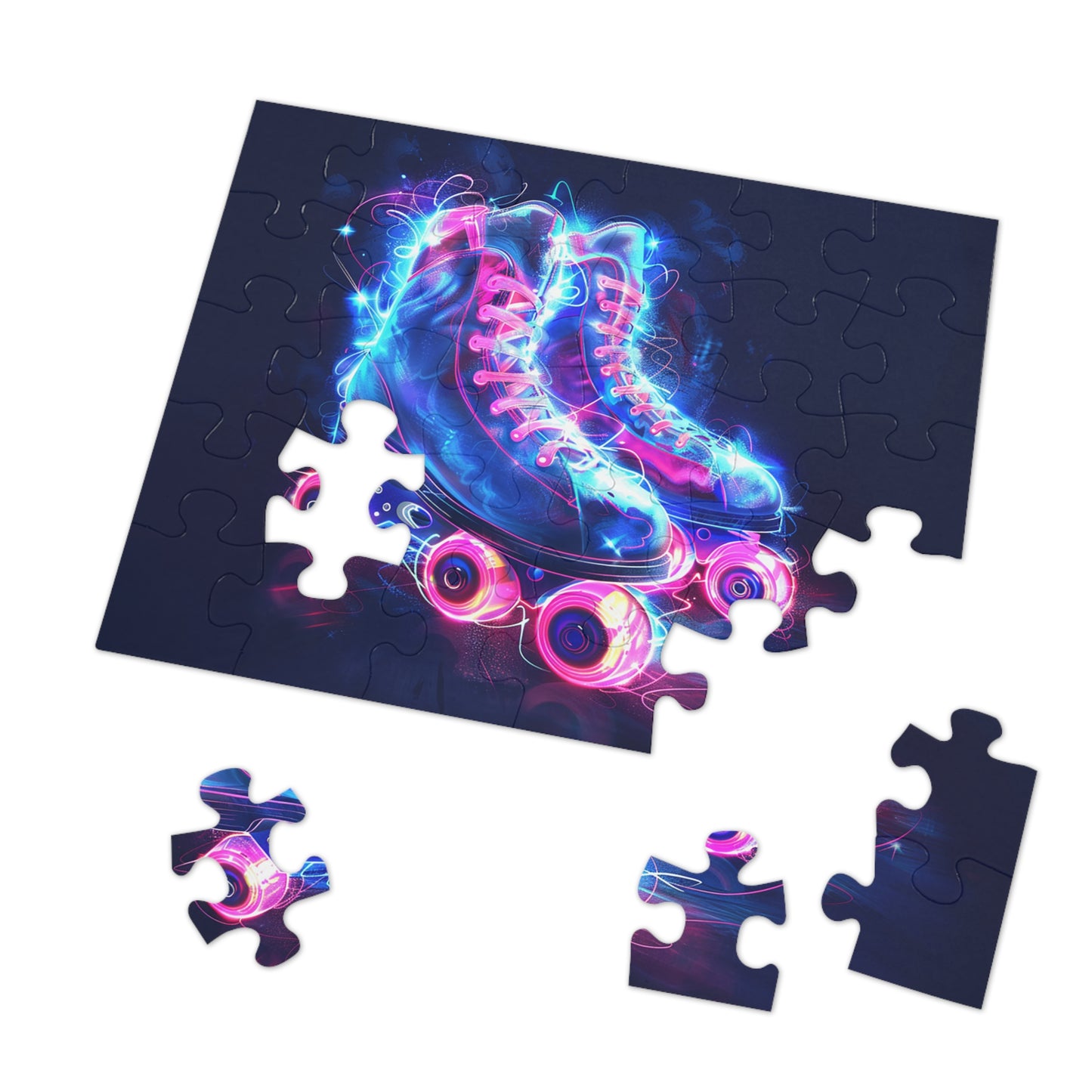 Pink and Blue Psychedelic Skates Jigsaw Puzzle (30, 110, 252, 500,1000-Piece)