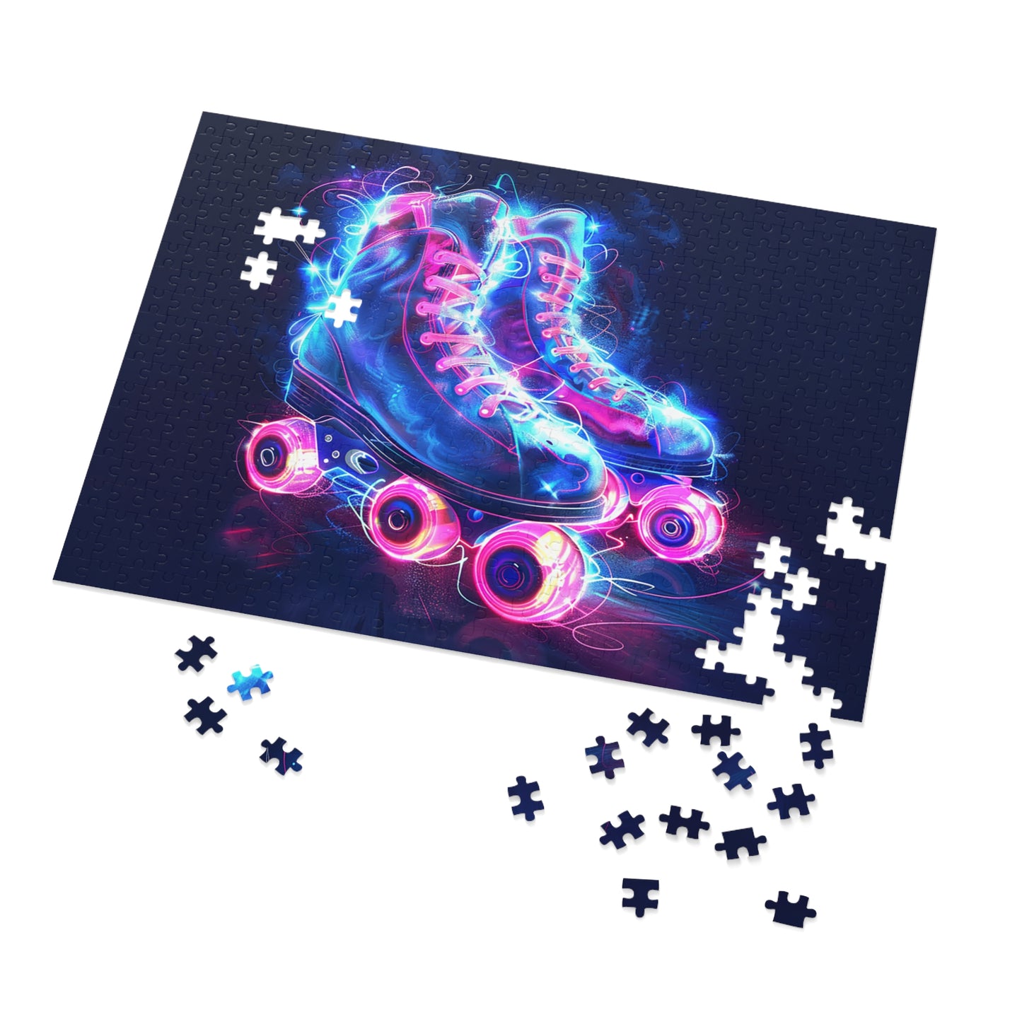 Pink and Blue Psychedelic Skates Jigsaw Puzzle (30, 110, 252, 500,1000-Piece)