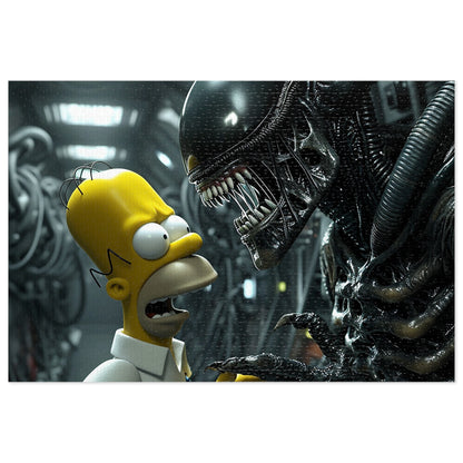 The Alien Meets Homer Jigsaw Puzzle (30, 110, 252, 500,1000-Piece)