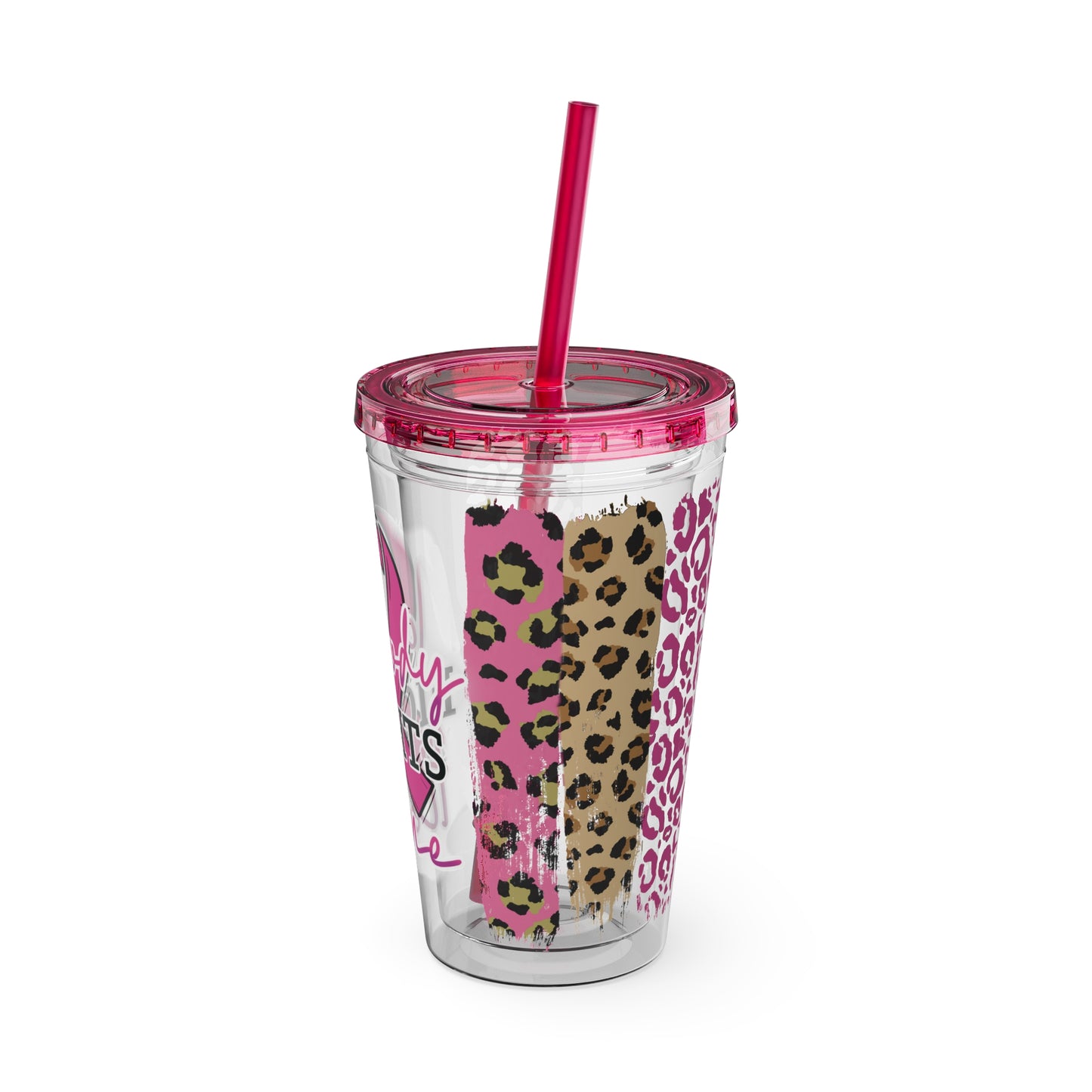 Nobody Fights Alone Breast Cancer Awareness Sunsplash Tumbler with Straw, 16oz