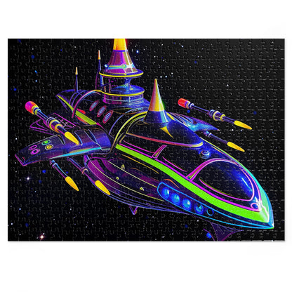 Neon Spaceship Jigsaw Puzzle (30, 110, 252, 500,1000-Piece)