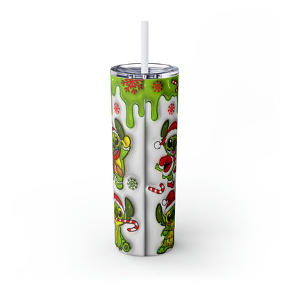 Lilo and Stitch Grinch Mode  Skinny Tumbler with Straw, 20oz