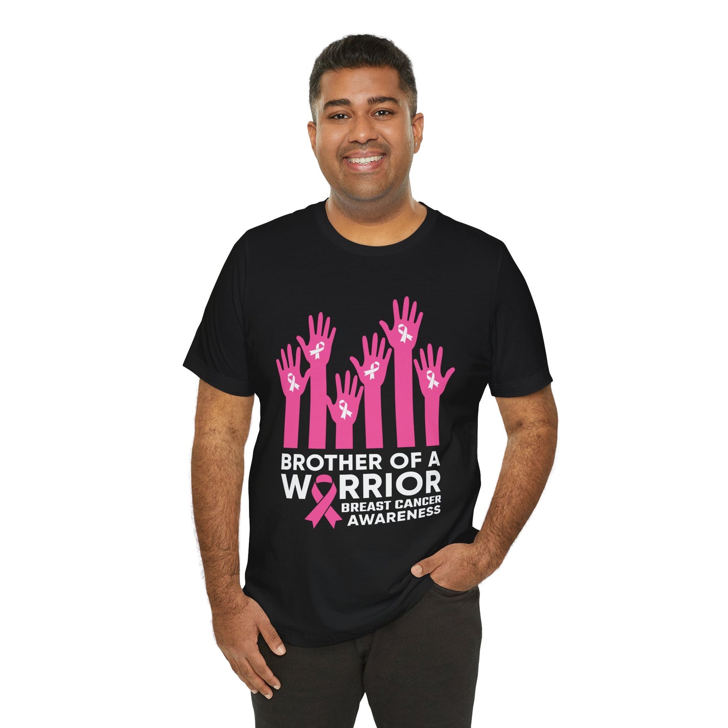 Brother of a Warrior Breast Cancer Awareness Jersey Short Sleeve Tee