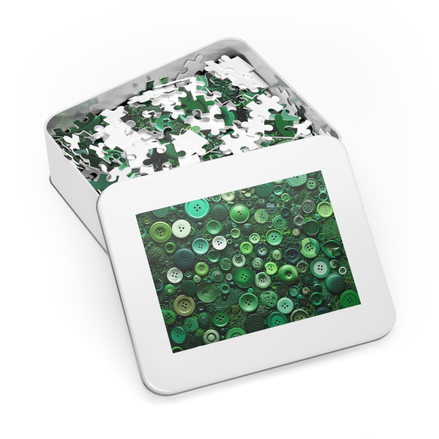 Green Buttons Laying in the Grass Jigsaw Puzzle (30, 110, 252, 500,1000-Piece)