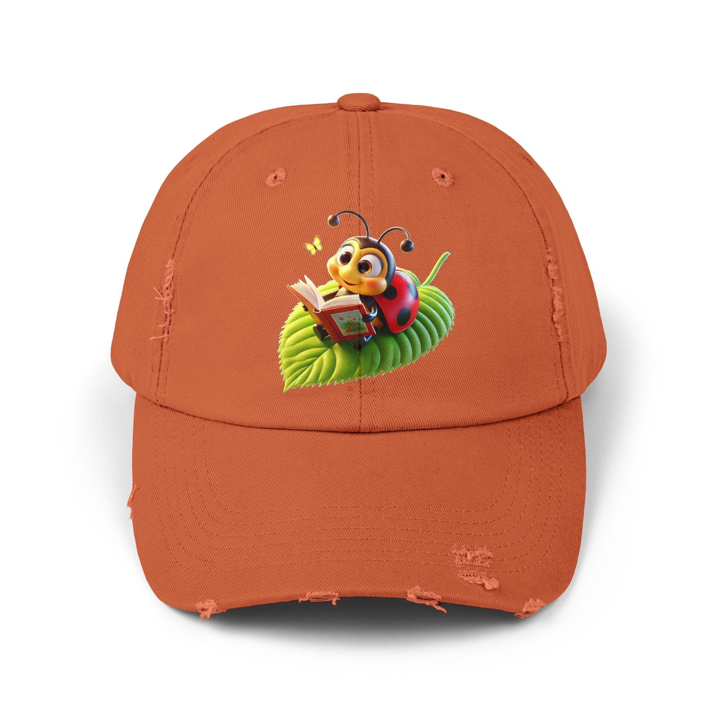 The Ladybug Reading Her Book   Distressed Cap - Unisex