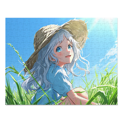 Anime Girl Sitting in a Field  Jigsaw Puzzle (30, 110, 252, 500,1000-Piece)