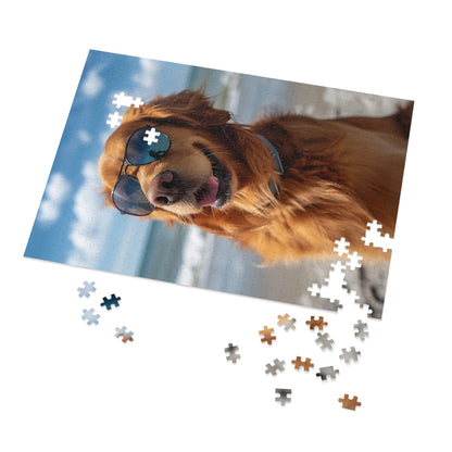 Golden Retriever Sunny at the Beach  Jigsaw Puzzle (30, 110, 252, 500,1000-Piece)