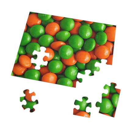 Green and Orange M&Ms  Jigsaw Puzzle (30, 110, 252, 500,1000-Piece)