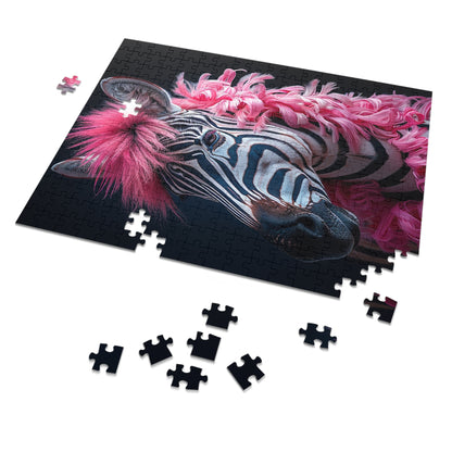 Zebra with Pink Boa Jigsaw Puzzle (30, 110, 252, 500,1000-Piece)