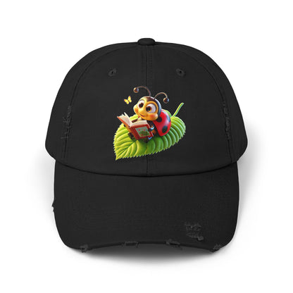 The Ladybug Reading Her Book   Distressed Cap - Unisex