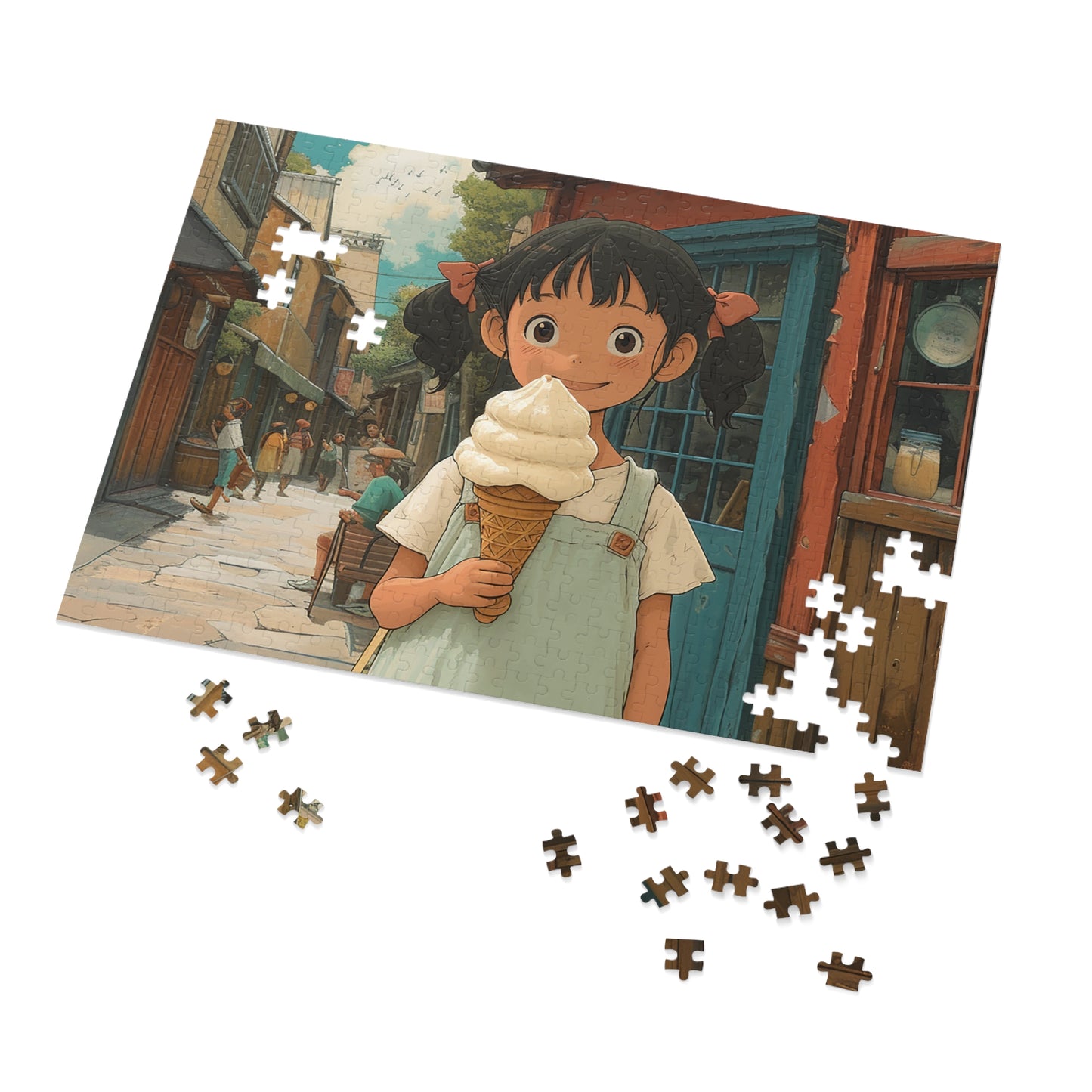 Young Anime Girl with an Ice Cream Cone  Jigsaw Puzzle (30, 110, 252, 500,1000-Piece)