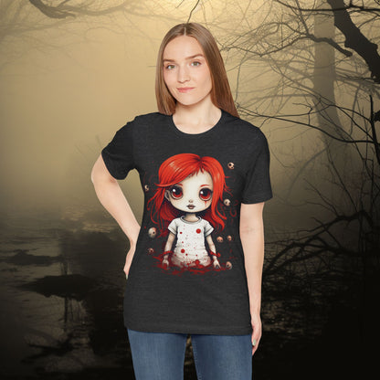 Pretty Creepy Doll Halloween Unisex Jersey Short Sleeve Tee