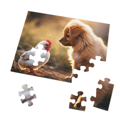 Baby Rooster and Puppy Jigsaw Puzzle (30, 110, 252, 500,1000-Piece)