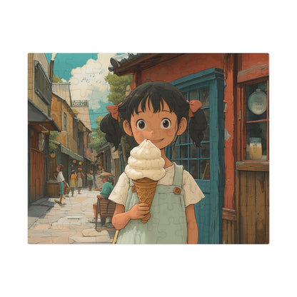 Young Anime Girl with an Ice Cream Cone  Jigsaw Puzzle (30, 110, 252, 500,1000-Piece)