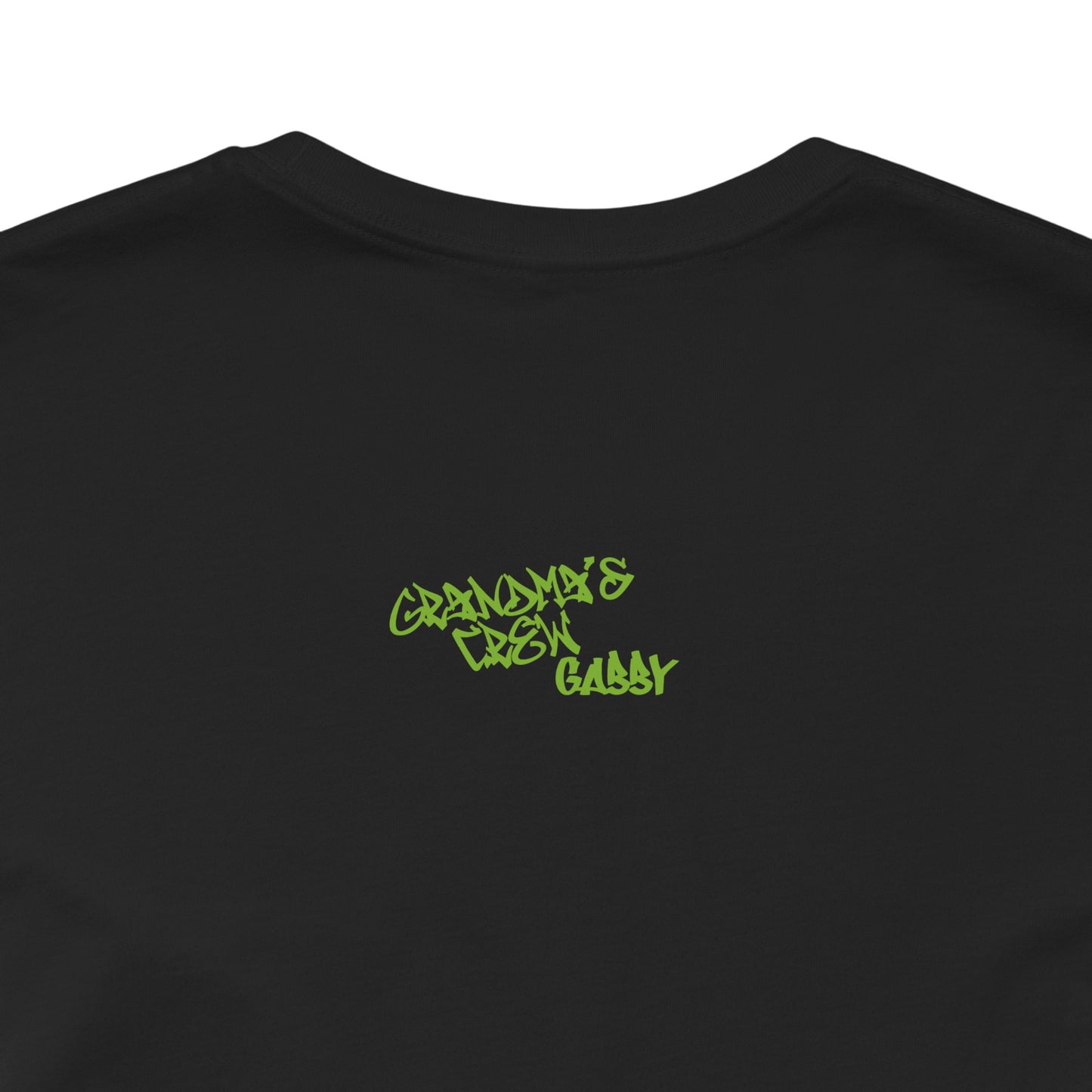 Hip Hop Alien with Grandma's Crew Personalized on Back   Unisex Jersey Short Sleeve Tee