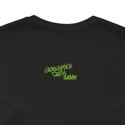 Hip Hop Alien with Grandma's Crew Personalized on Back   Unisex Jersey Short Sleeve Tee