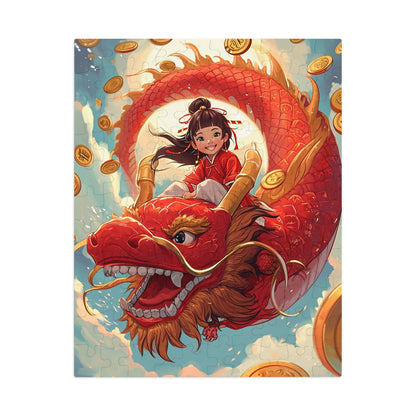 Riding the Red Chinese Dragon  Jigsaw Puzzle (30, 110, 252, 500,1000-Piece)