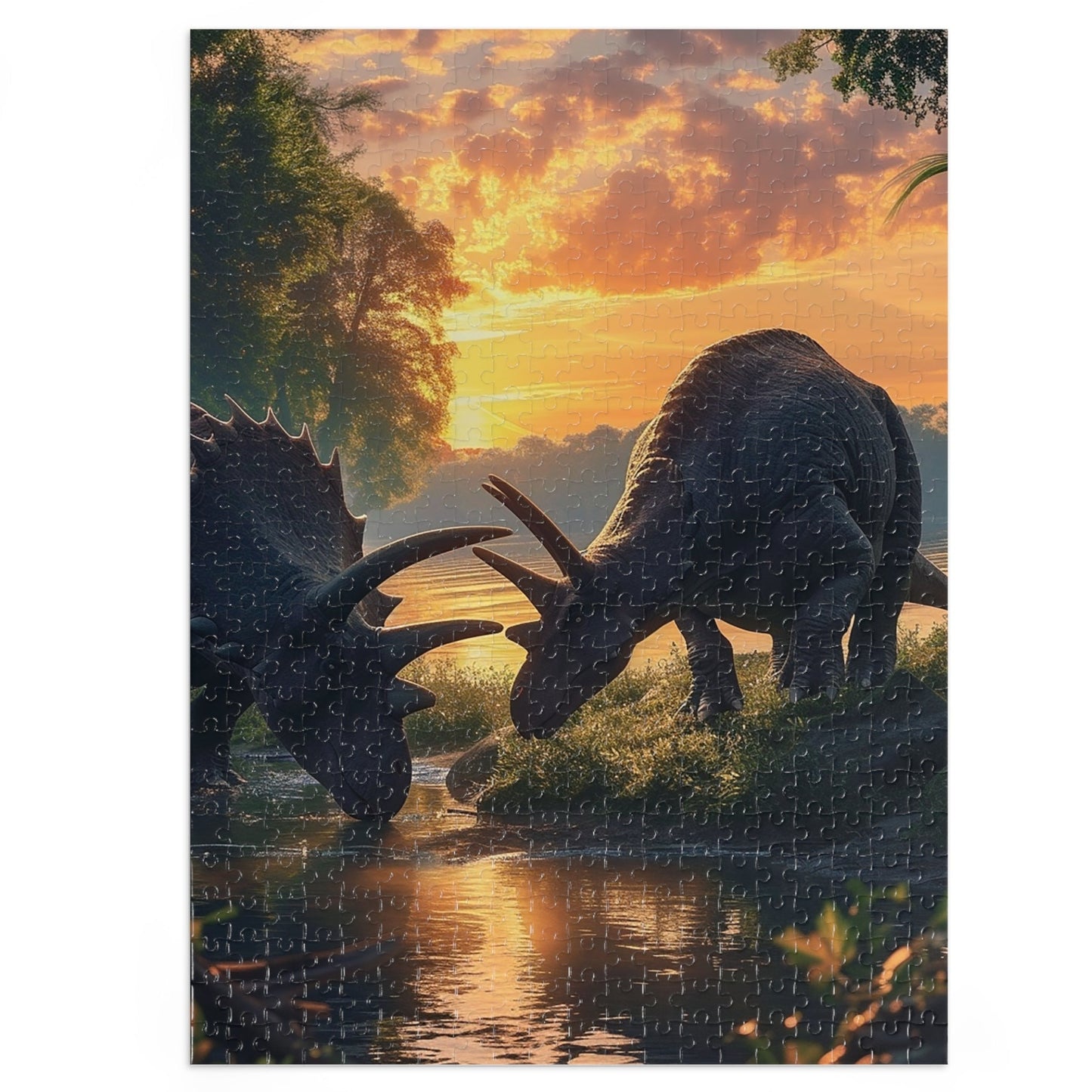 Dinosaurs Taking a Drink  Jigsaw Puzzle (30, 110, 252, 500,1000-Piece)