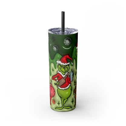 Mr Grinch  Skinny Tumbler with Straw, 20oz