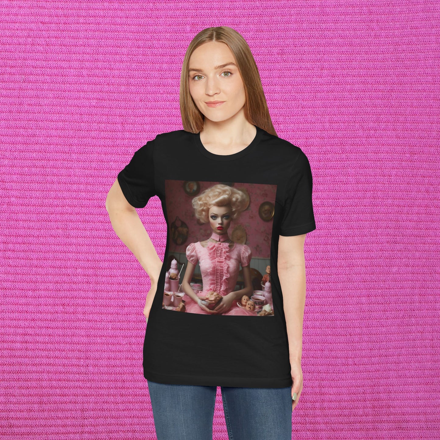 Creepy Barbie Doll Unisex Jersey Short Sleeve Tee