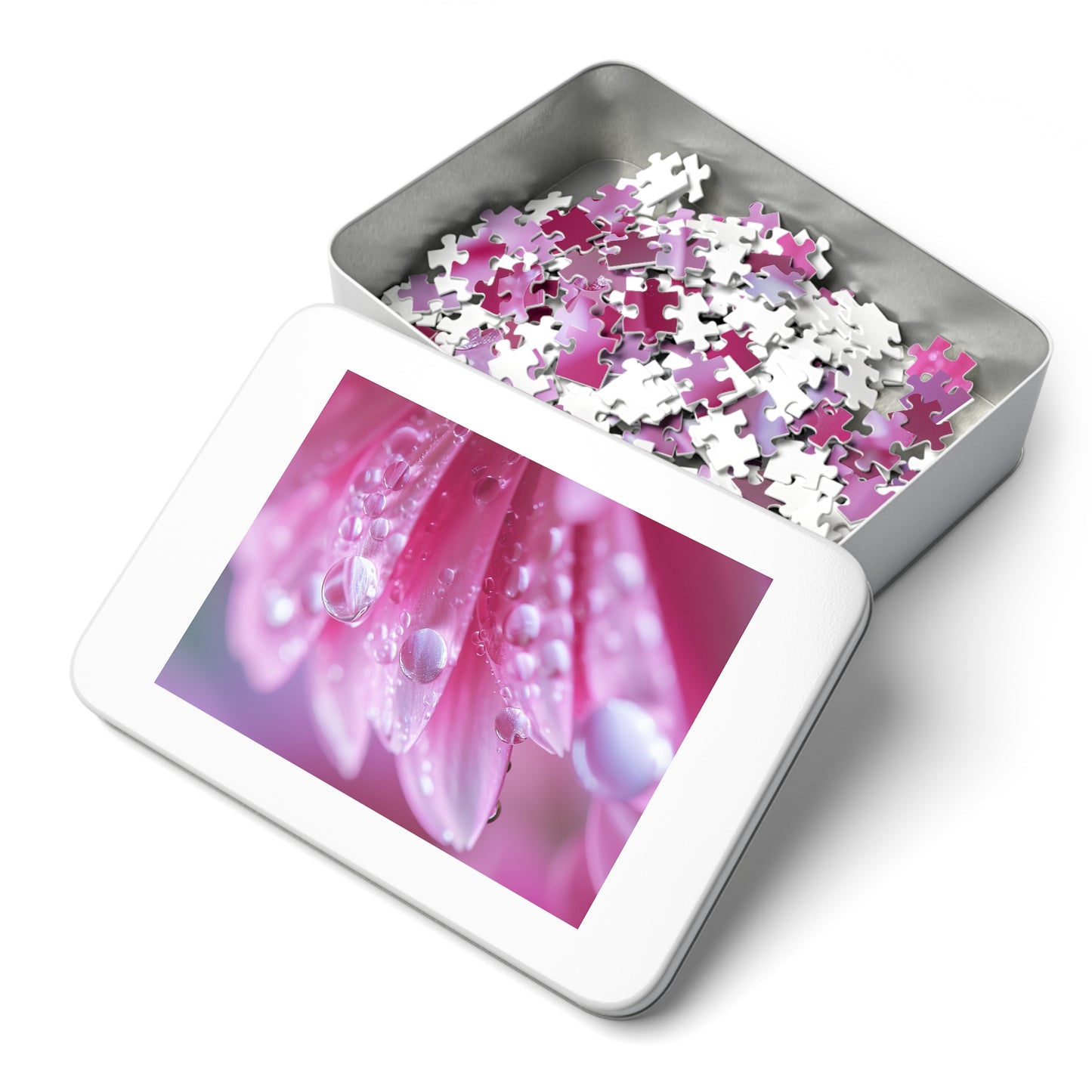 Pink Petals with Dew Drops  Jigsaw Puzzle (30, 110, 252, 500,1000-Piece)